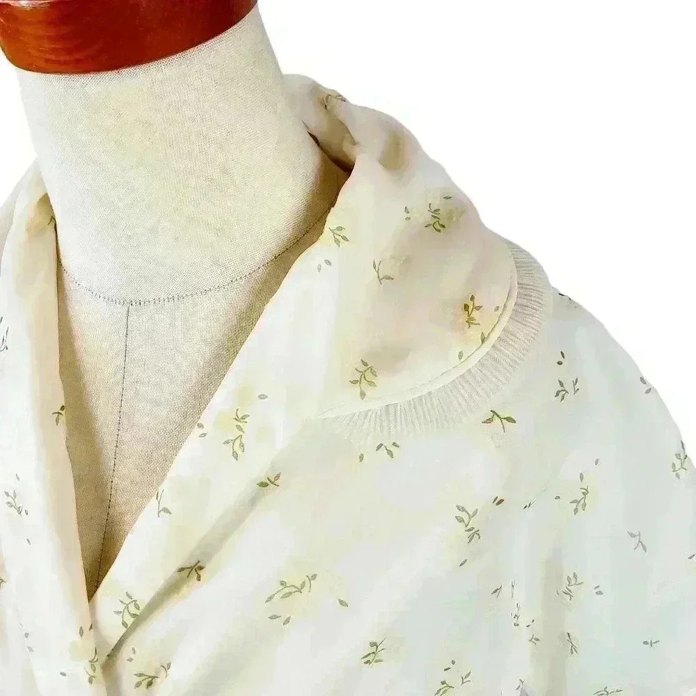 FINAL PRICE VNTG 50s Raymond NY Nylon Boudoir Dress Snowy Flocked Floral Femme S